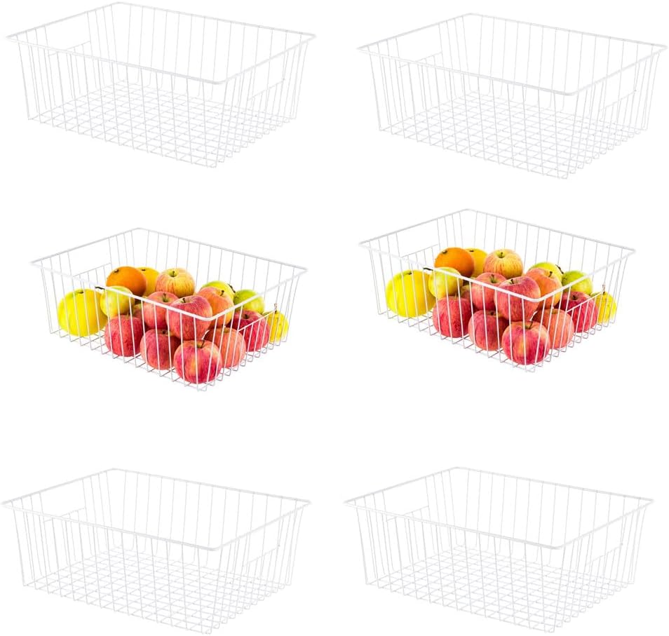 16" L x 12" W Wider Freezer Storage Organizer Baskets Container, Deep Metal Wire Chest Upright