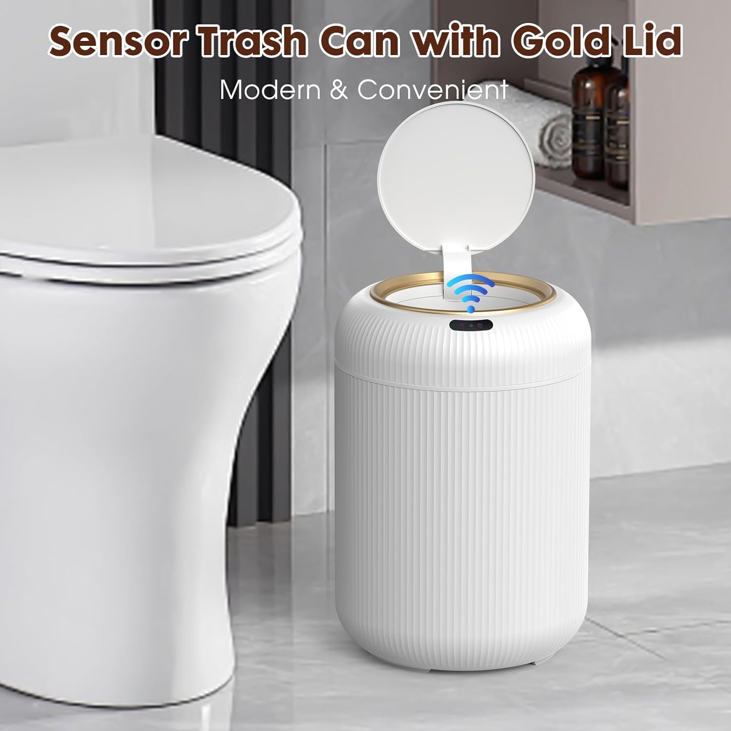 Procade Motion Sensor Trash Can with Lid, 3 Gallon Electric Bathroom Garbage can, Small White