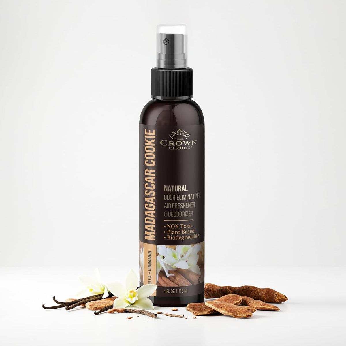 Non-Toxic Odor Eliminator, Natural Vanilla & Cinnamon Air Freshener Spray for Home, Room, Closet &