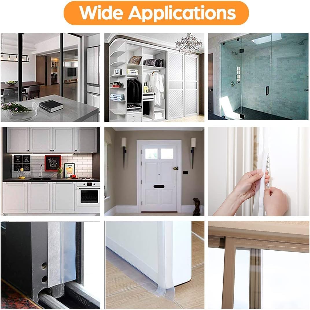 36 Ft Door Weather Stripping Door Seal Strip Tape,Silicone Door Draft Stopper,Self Adhesive Shower