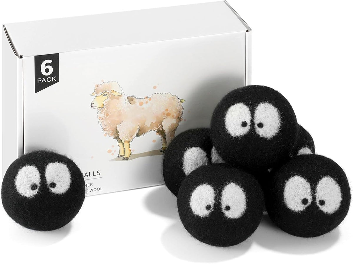 Wool Dryer Balls 6 Pack, Natural Fabric Softener, Dryer Balls Laundry Reusable, Reduces Clothing