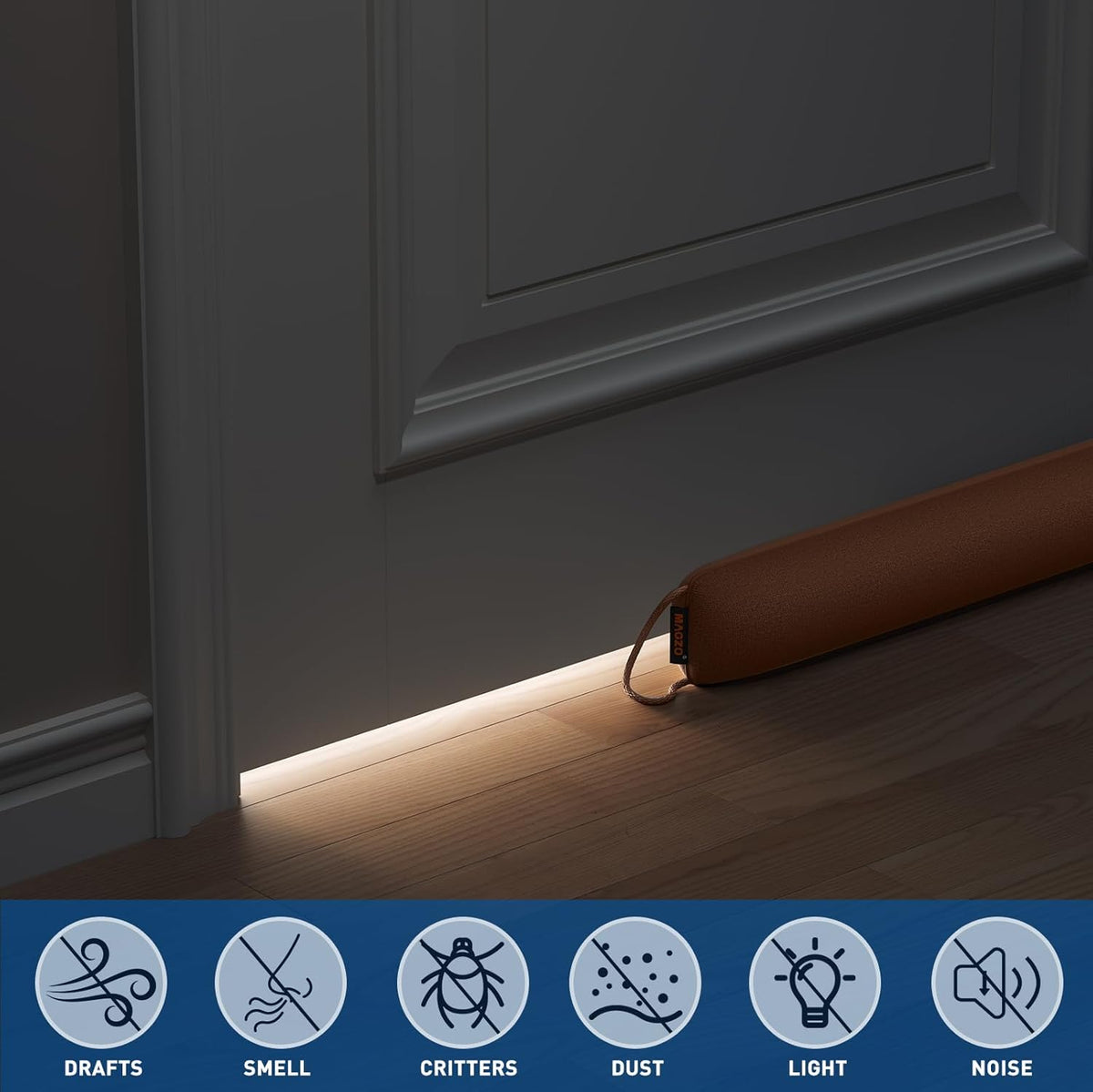 MAGZO Door Draft Stopper, 32 Inch Under Door Draft Blocker Noise Stopper, Weighted Wind Blocker