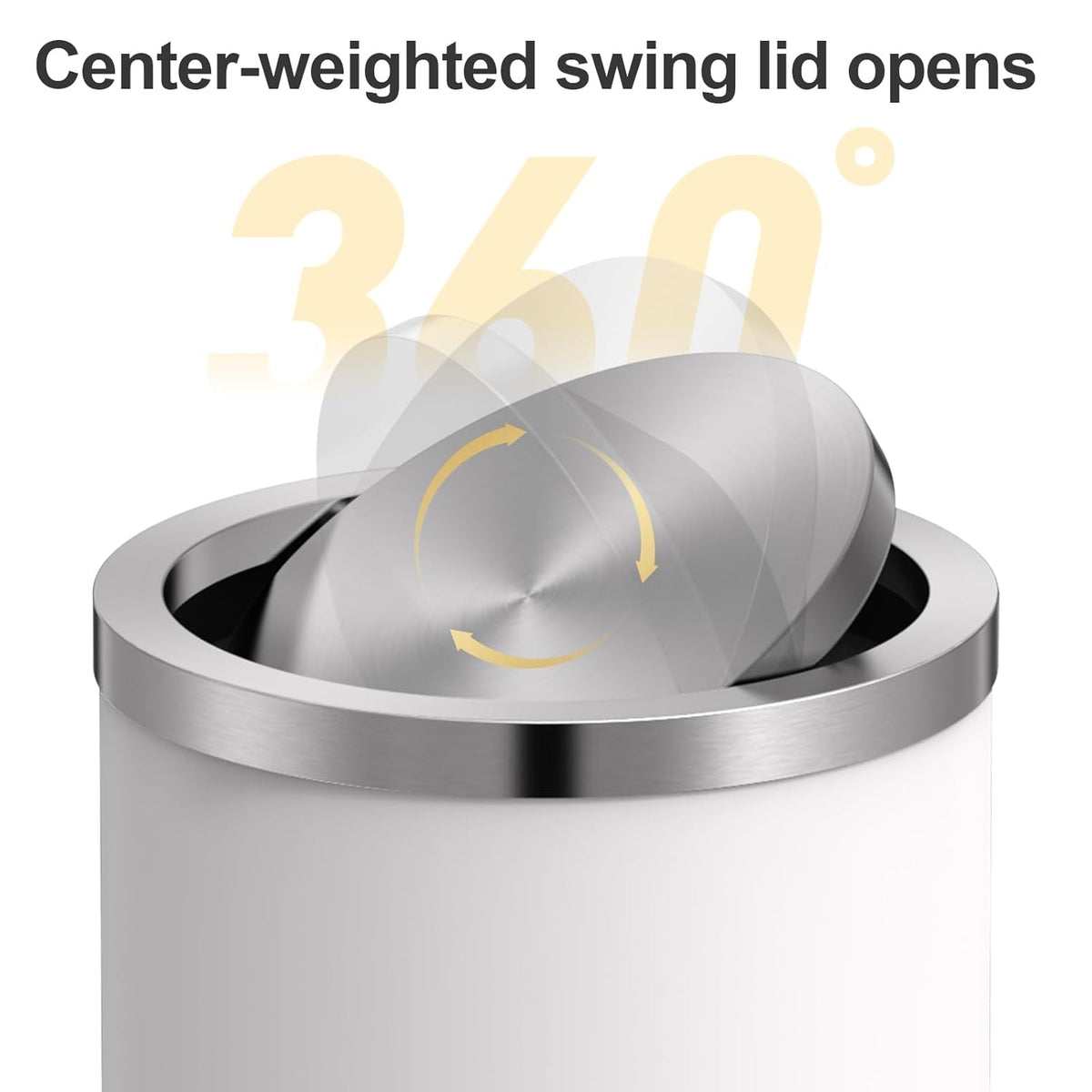 Mbillion Small Trash Can with Swing Lid 2.4 Gallons/9 Liter, Mini Trash Can with lid, Stainless