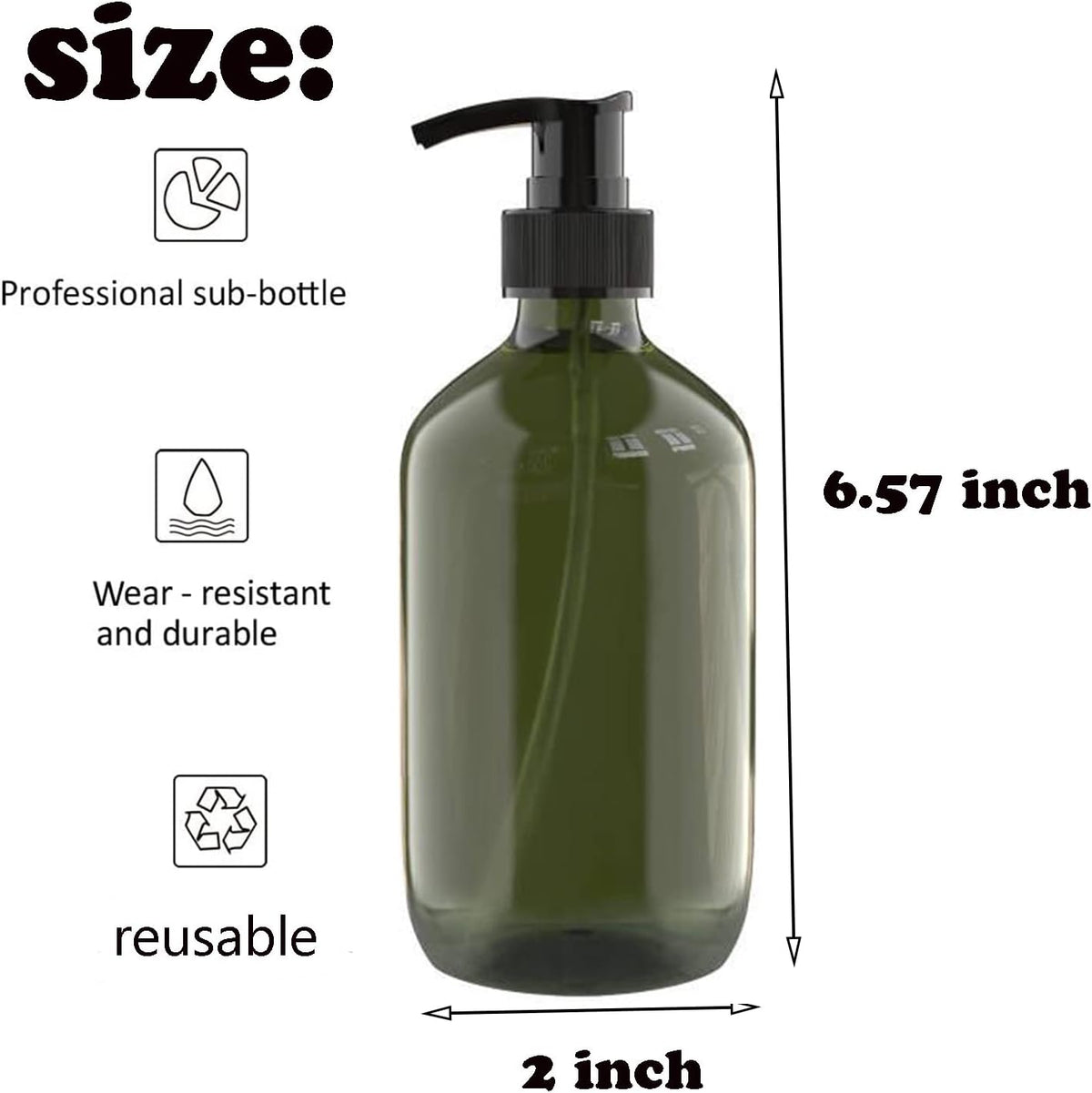 2 PCS 10 OZ Pump Bottle Plastic Pump Lotion Dispenser Empty Bottles Refillable Plastic Containers
