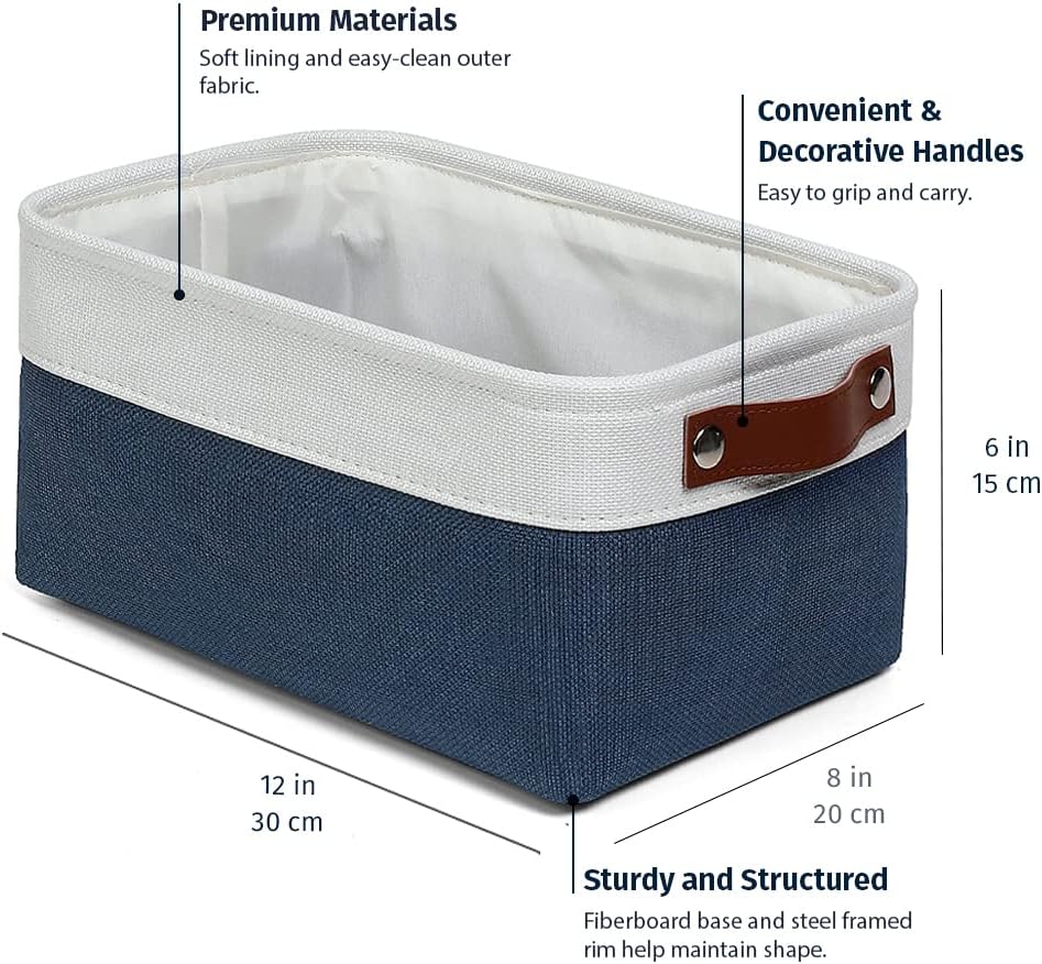 OrganiHaus Small Fabric Storage Baskets for Shelves 6 Pack, 12x8in Closet Storage Bins for Shelves