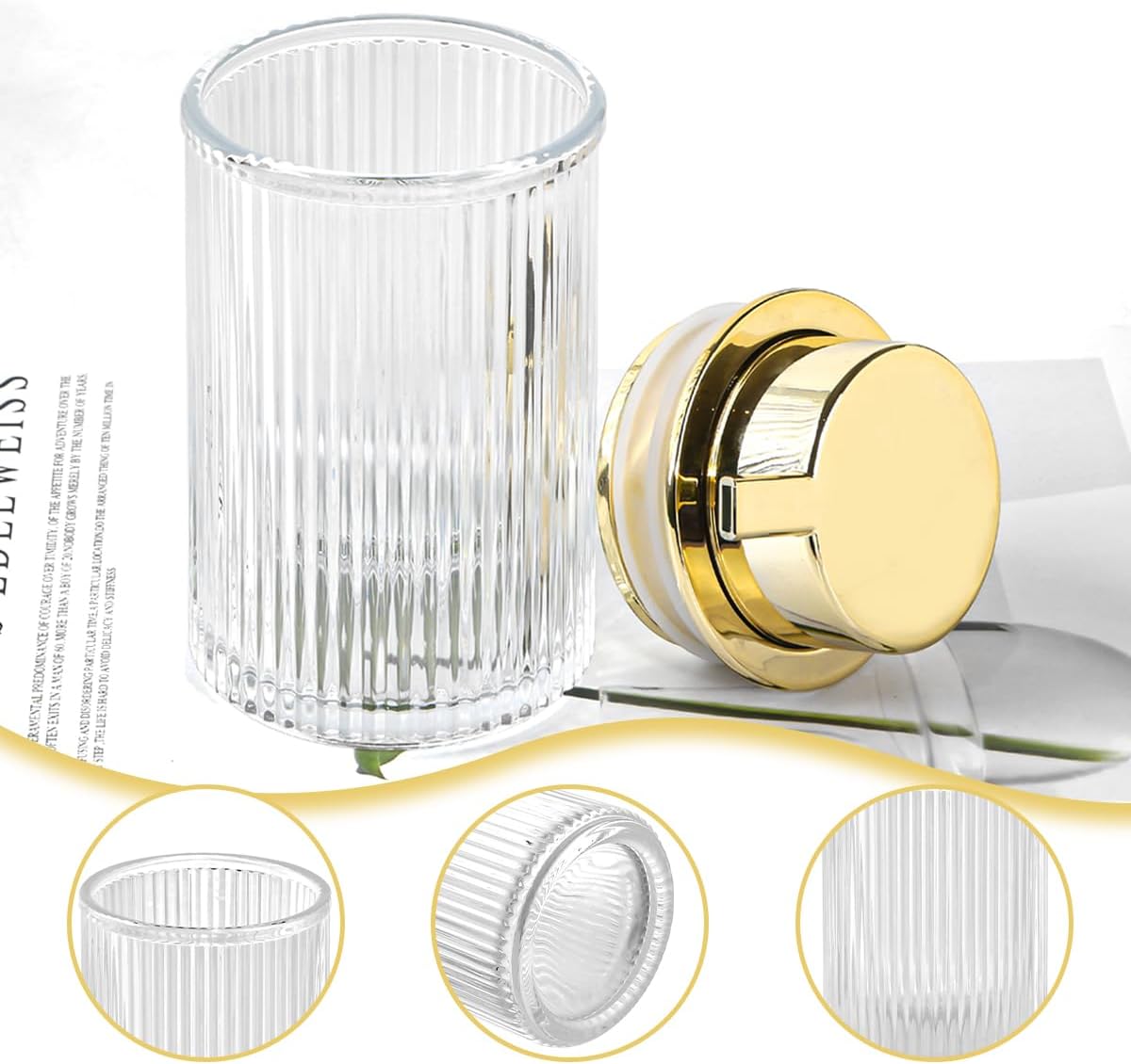 Clear Foaming Soap Dispenser, 12 Oz Glass Foaming Hand Soap Dispenser with Gold Pump, Bathroom