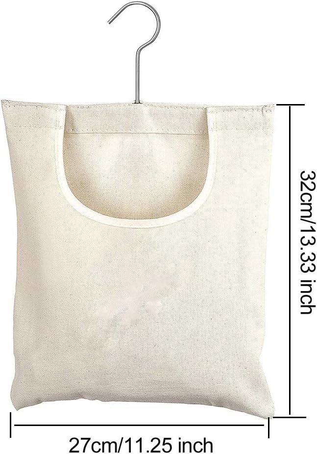 JIANWEI Canvas Clothespin Bag, Clothes Pins Bag Holder, Laundry Clothes Pin Storage Organizer with