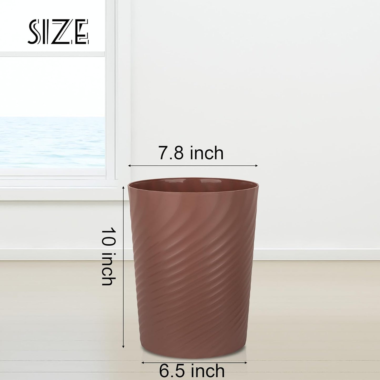 UUJOLY Plastic Trash Can Wastebasket, Garbage Container Basket for Bathrooms, Kitchens, Offices