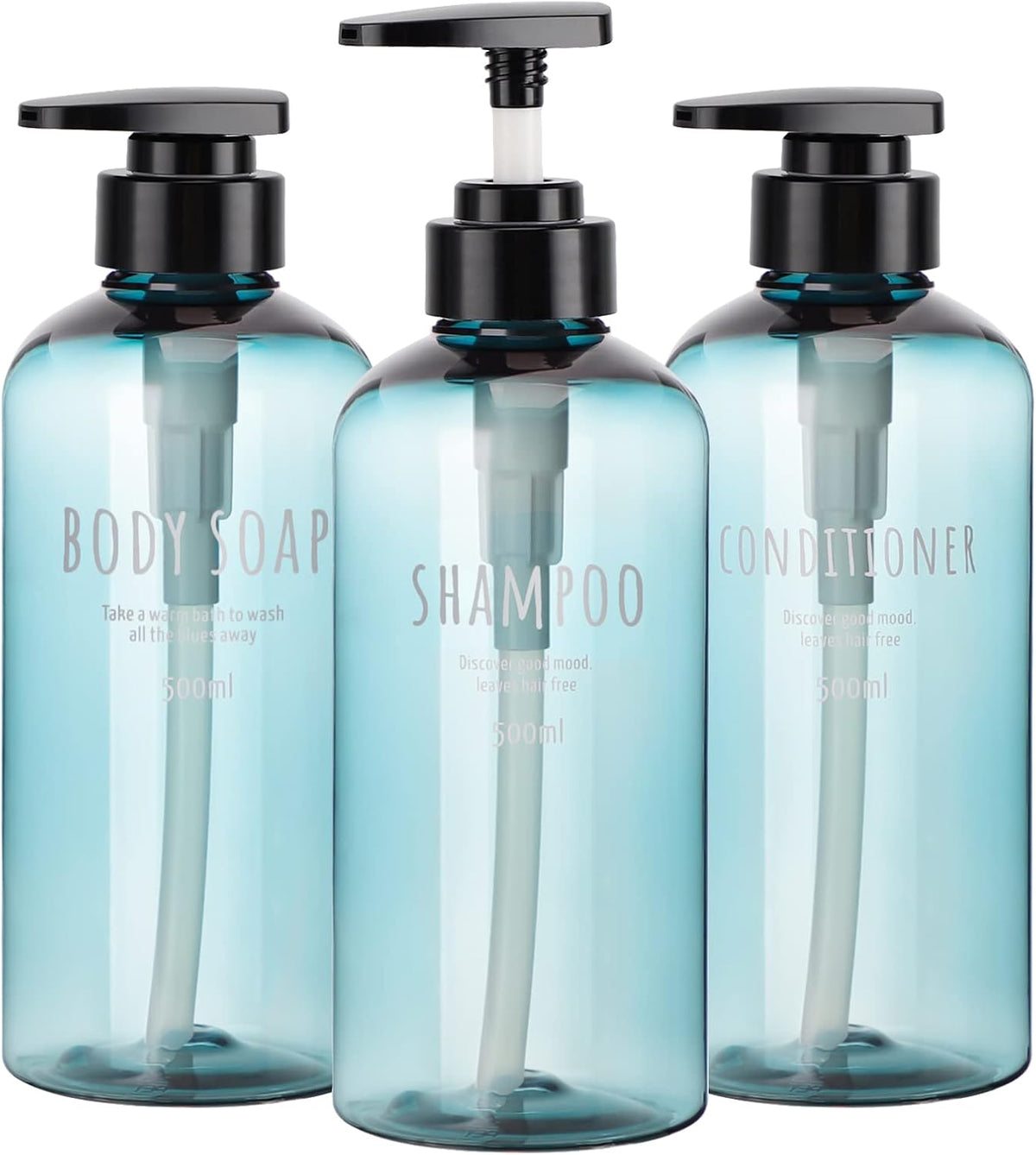 Segbeauty Shampoo Bottles with Pump, 16oz Empty Refillable Shower Bottle, 3 Pack 500ml Plastic