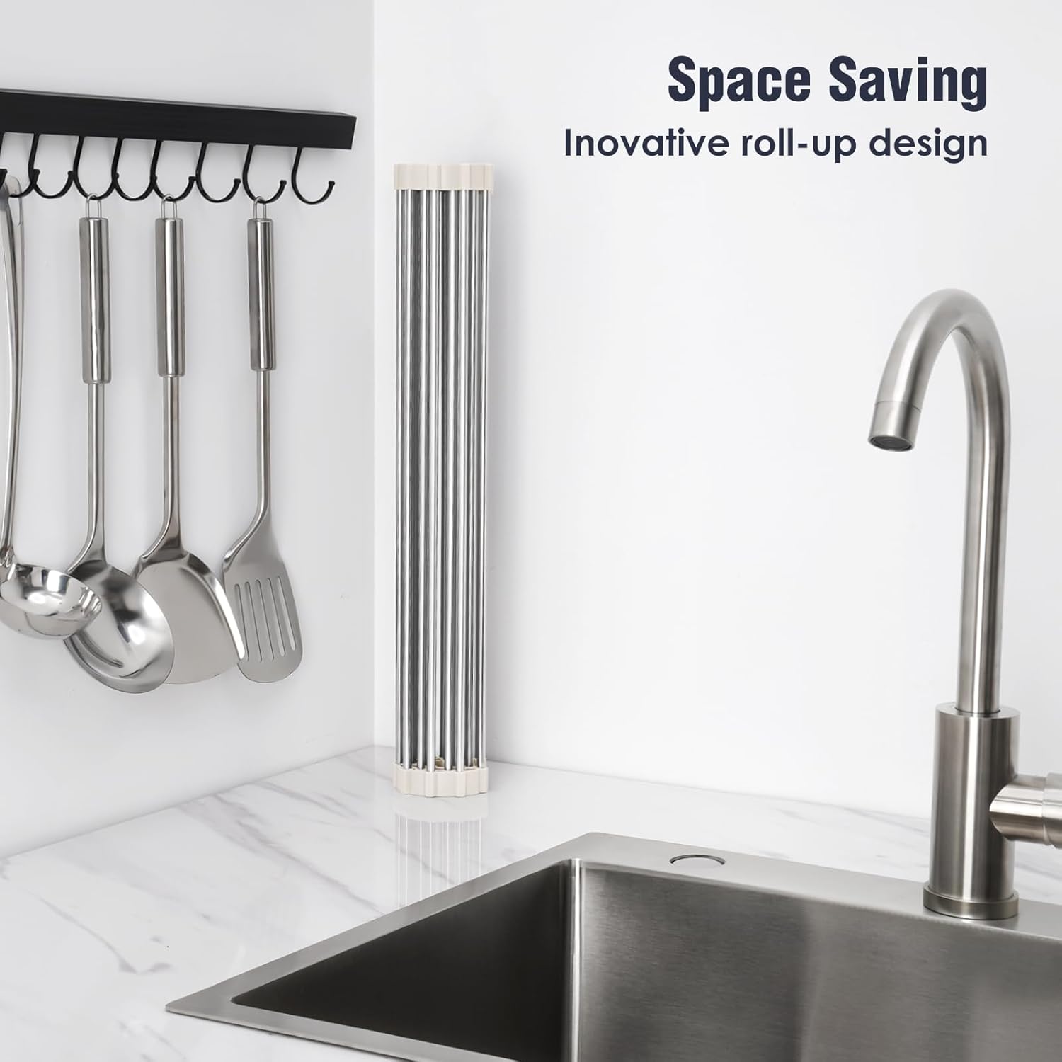 Tomorotec 21" x 15.5" Roll Up Dish Drying Rack Over Sink Drying Rack Sink Cover Kitchen Sink