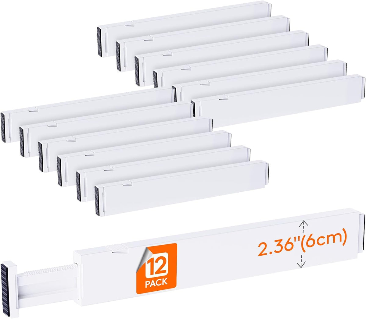 Lifewit 12 Pack Kitchen Drawer Dividers 2.36" High, 16"-22" Adjustable Drawer Organizer for