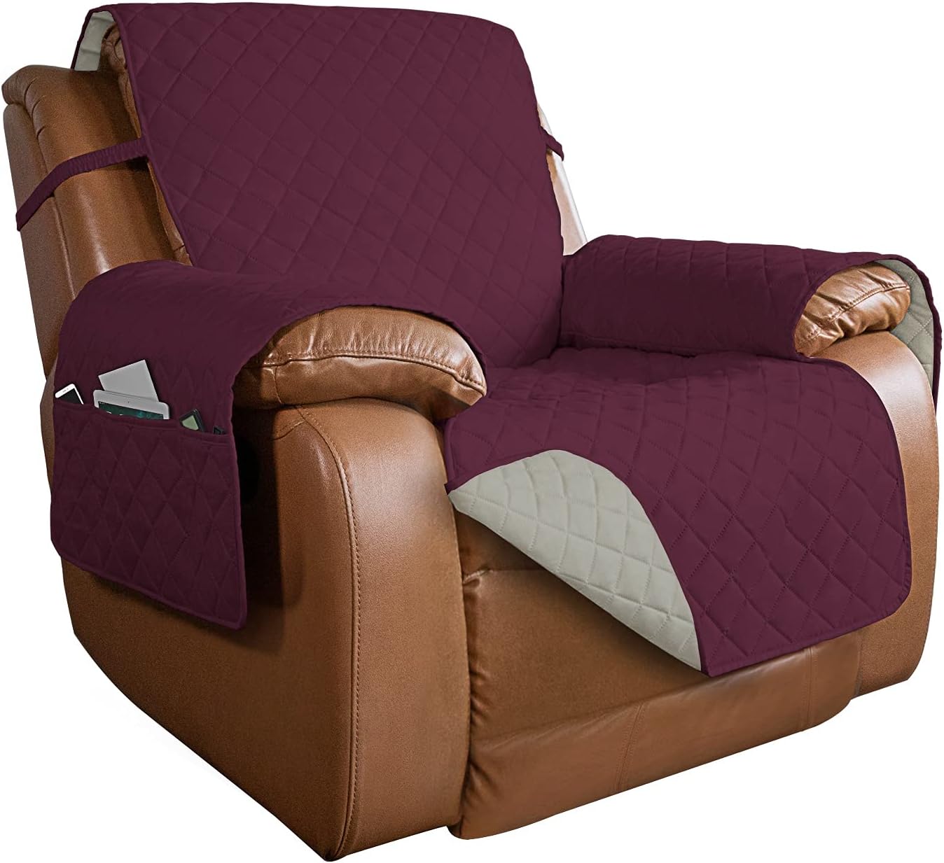 PureFit Reversible Quilted Sofa Cover, Water Resistant Slipcover Furniture Protector, Washable
