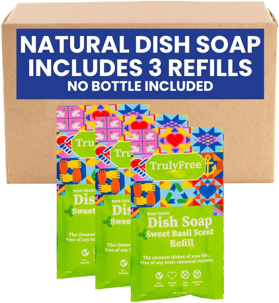 Truly Free Natural Concentrated Dish Detergent Dishwashing Liquid | Plant-Based Dish Soap | Sweet