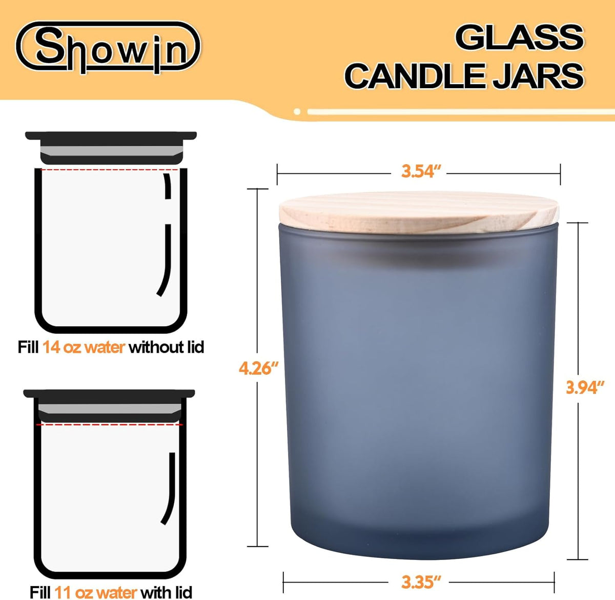 14 OZ Thick Candle Jars for Making Candles 12 Pcs, 3 Wick Empty Jars with Wood Lids for Candle