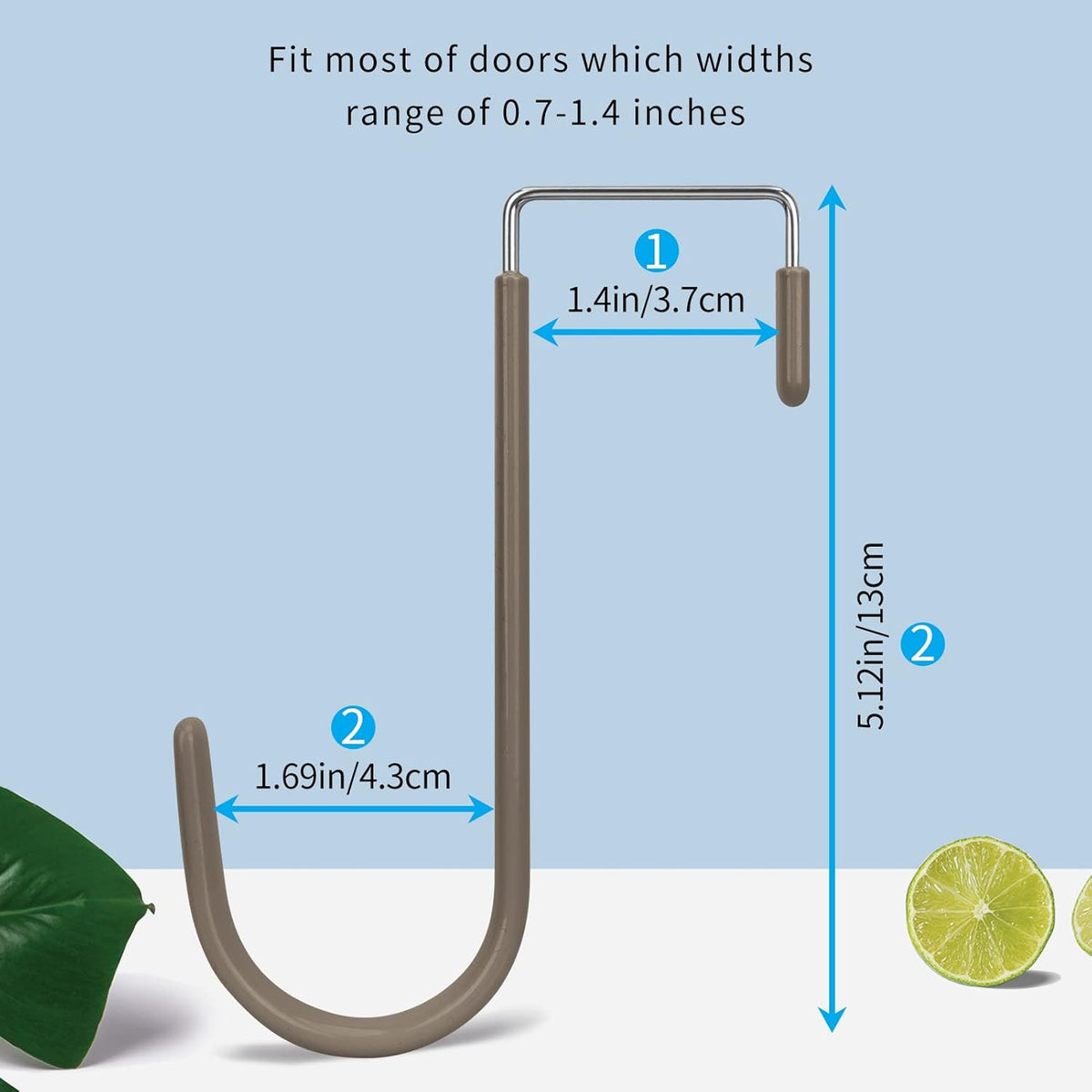 FYY Over The Door Hooks, 4 Pack Door Hangers Hooks with Rubber Prevent Scratches Heavy Duty