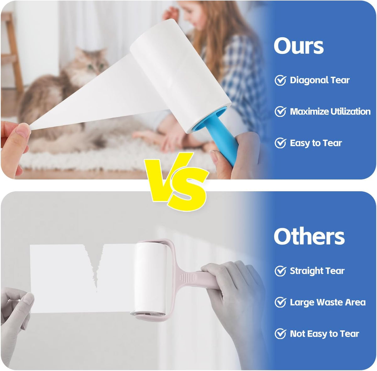 Extra Sticky Lint Roller Refills 6 Pack (720 Sheets) fit 3.8"-4" Standard Size Lint Roller Sticker