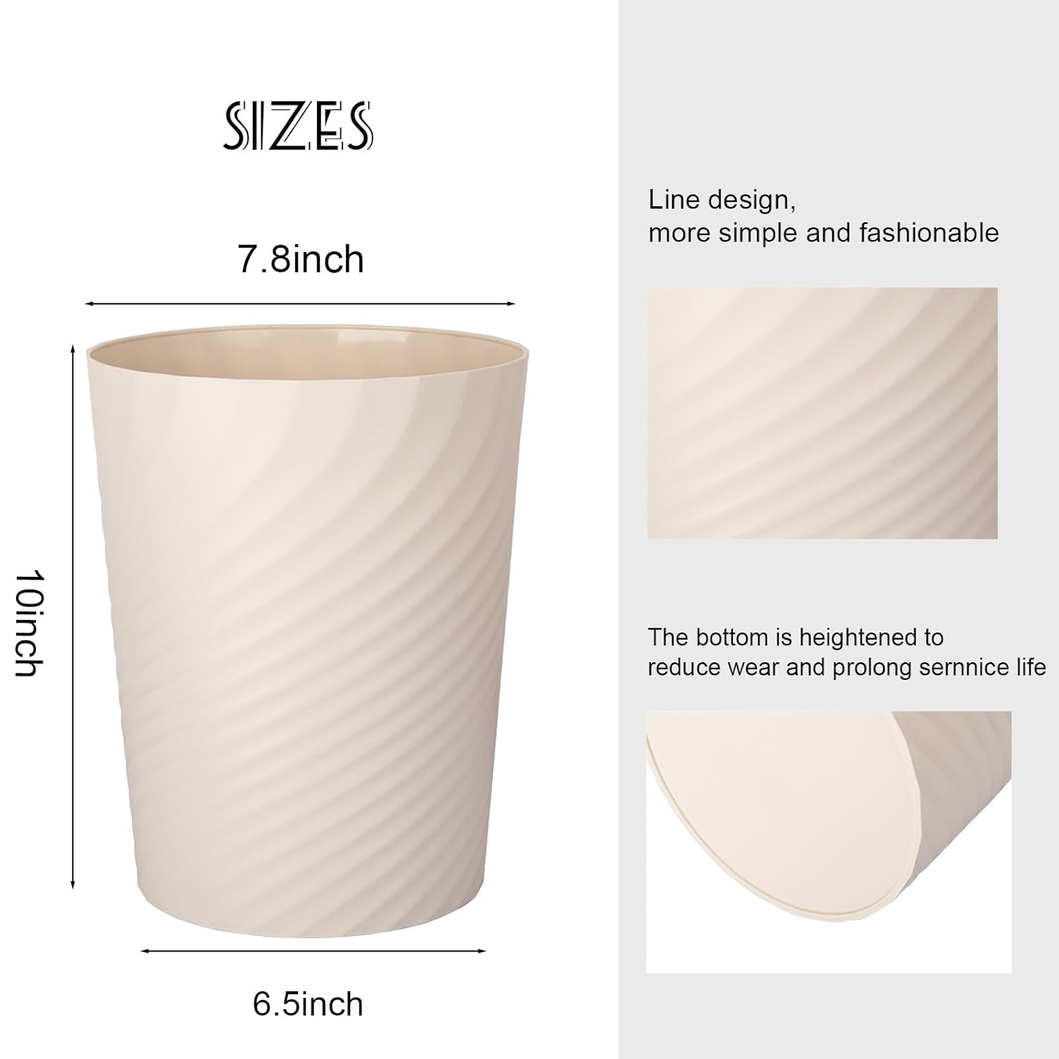 UUJOLY Plastic Small Trash Can Wastebasket, Garbage Container Basket for Bathrooms, Laundry Room
