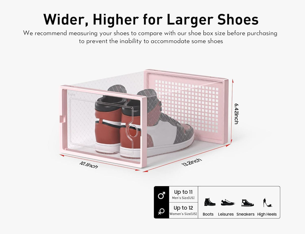 Kuject X-Large Shoe Storage Boxes Organizers Clear Plastic Stackable 12 Pack, Shoe Rack & Holder