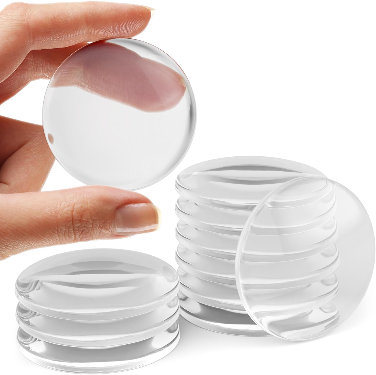 Strongest Home Wall & Door Handle Stopper 2" Set of 10 Pieces of Clear Rubber Door Knob, Round Wall