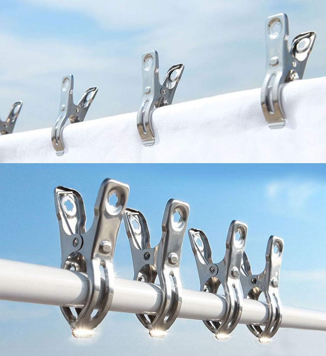 Clothes Pins 32 Pcs Metal Beach Chair Towel Clips,Heavy Duty Stainless Steel Clothespin, Row Cover