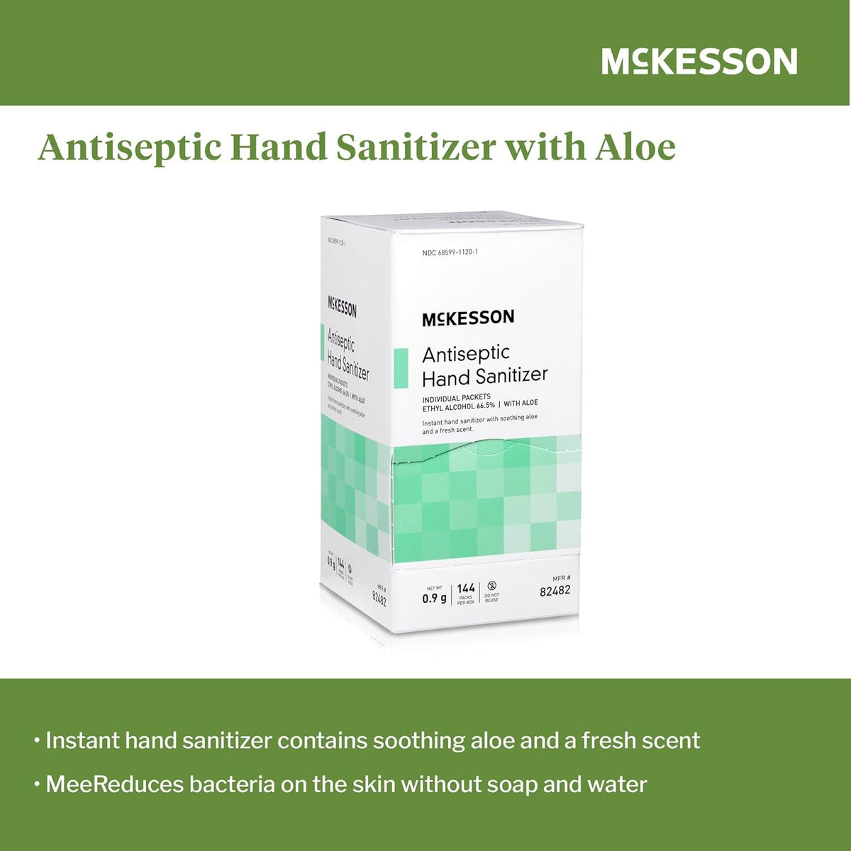 McKesson Hand Sanitizer Gel with Aloe [144 Count] Travel Size, Single Packets, Individually Wrapped