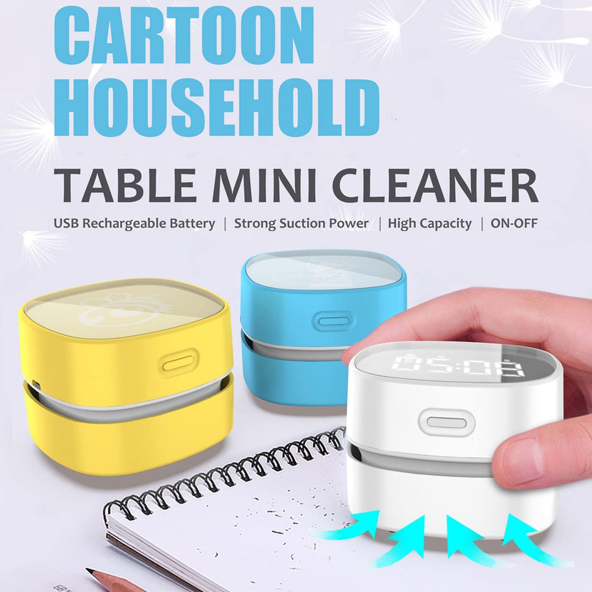 ODISTAR Counter Vacuum Cleaner,Mini Table dust Sweeper Energy with Digital Timer,Endurance up to