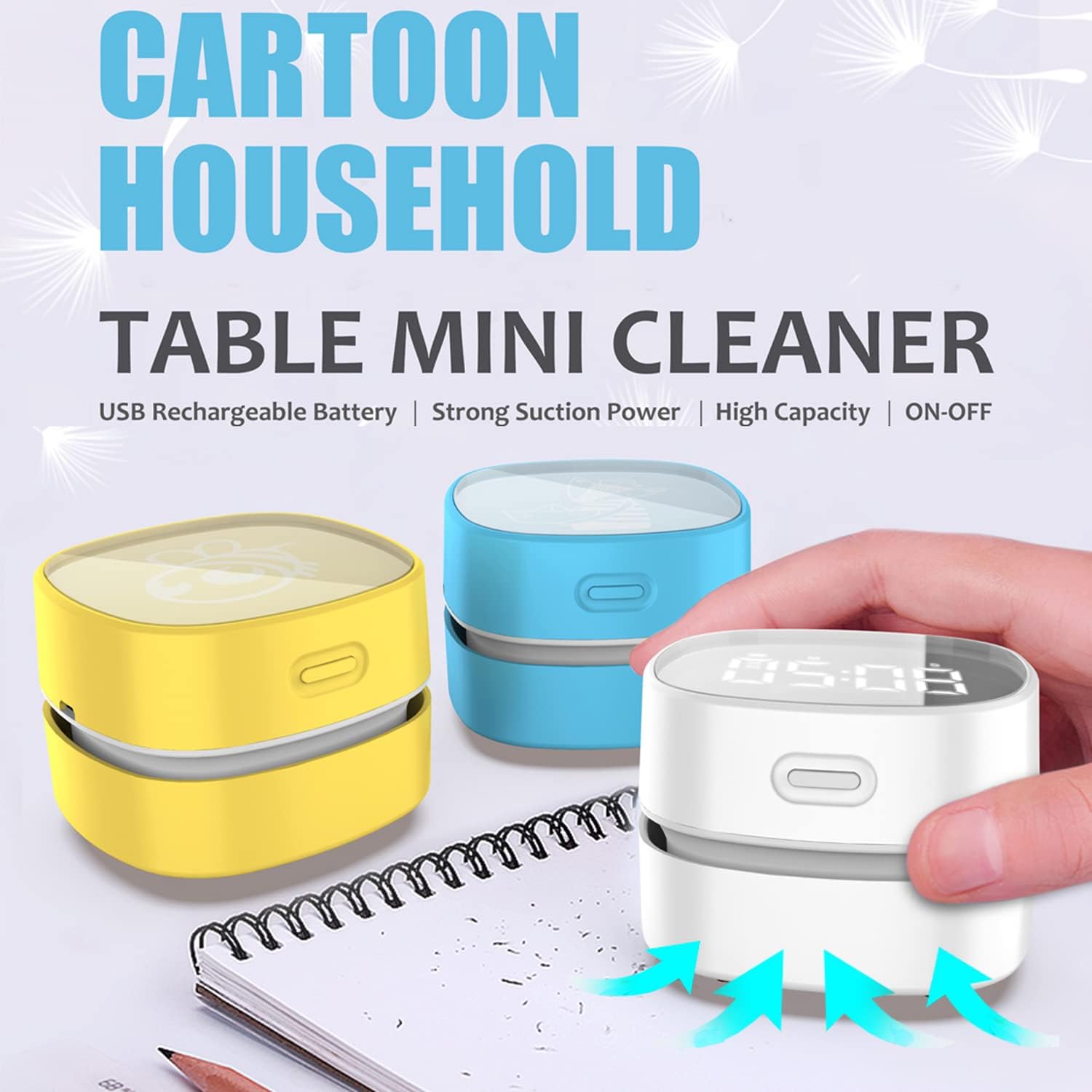 ODISTAR Counter Vacuum Cleaner,Mini Table dust Sweeper Energy with Digital Timer,Endurance up to