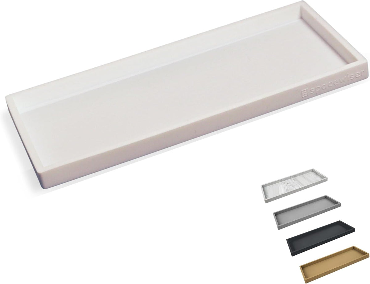 Countertop and Vanity Tray - 11.7" Silicone Bathroom Tray Countertop, Dish Soap Trays for Kitchen