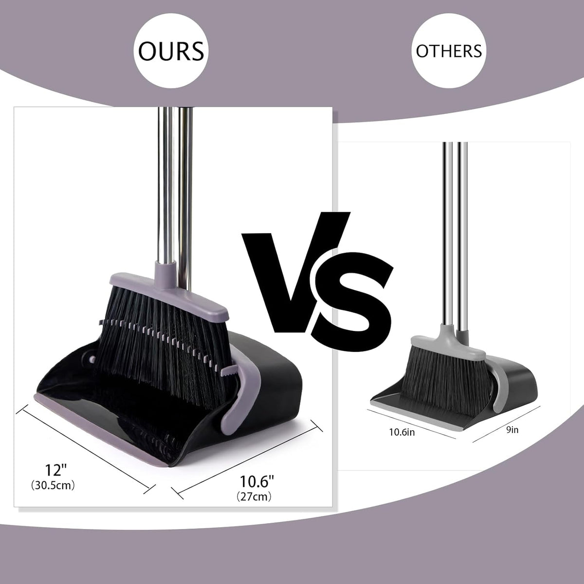 Broom and Dustpan Set, Dustpans with Broom Combo for Home, Heavy Dust Broom and Dustpan Combo, Long