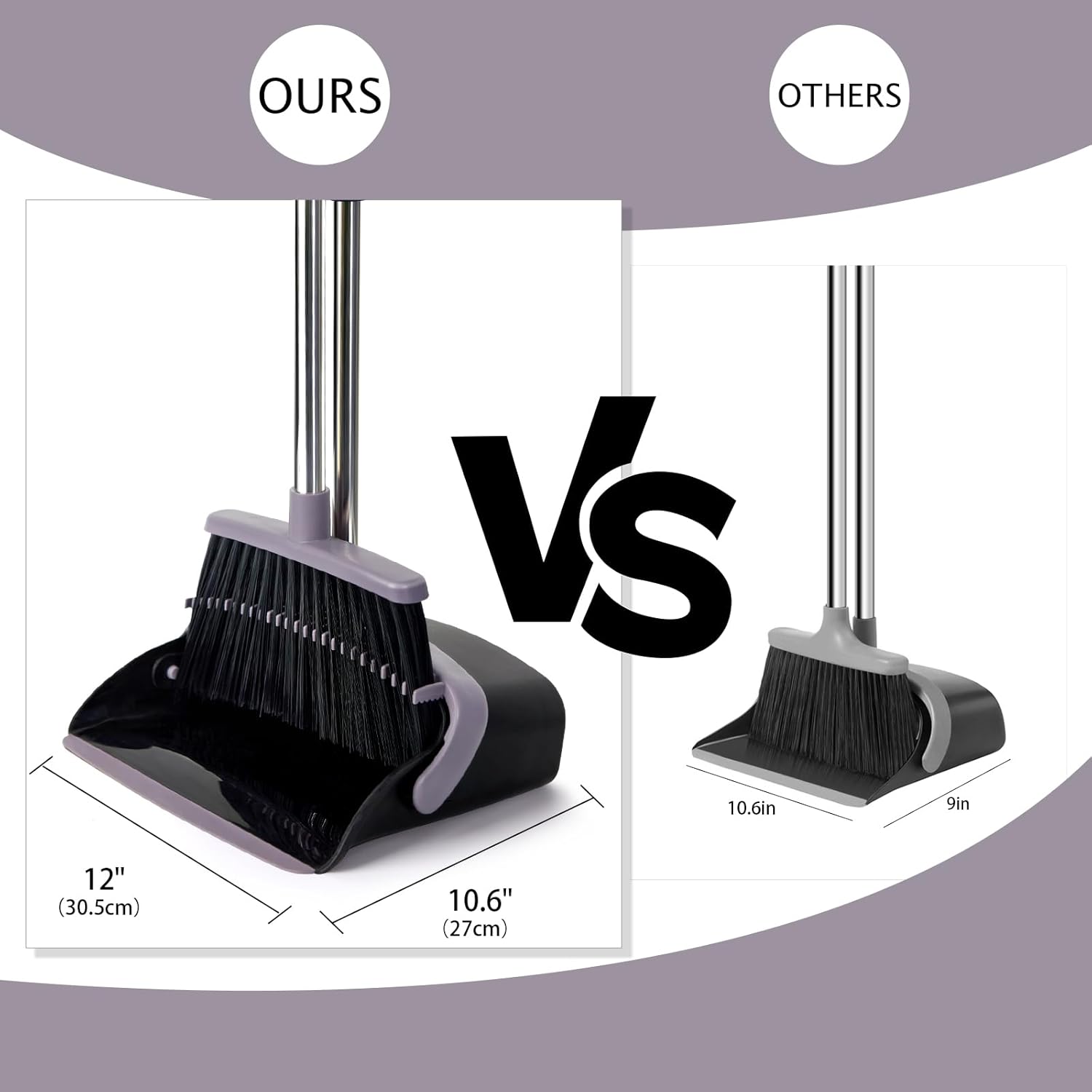 Broom and Dustpan Set, Dustpans with Broom Combo for Home, Heavy Dust Broom and Dustpan Combo, Long