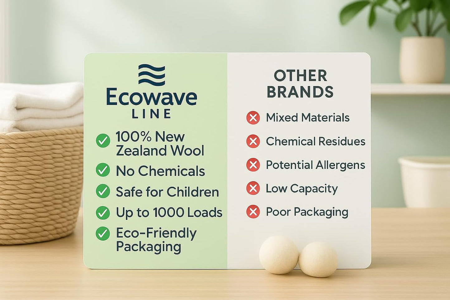 Wool Dryer Balls – 4XL Pack + 2 Essential Oils – 100% Pure New Zealand Wool – Eco-Friendly Fabric