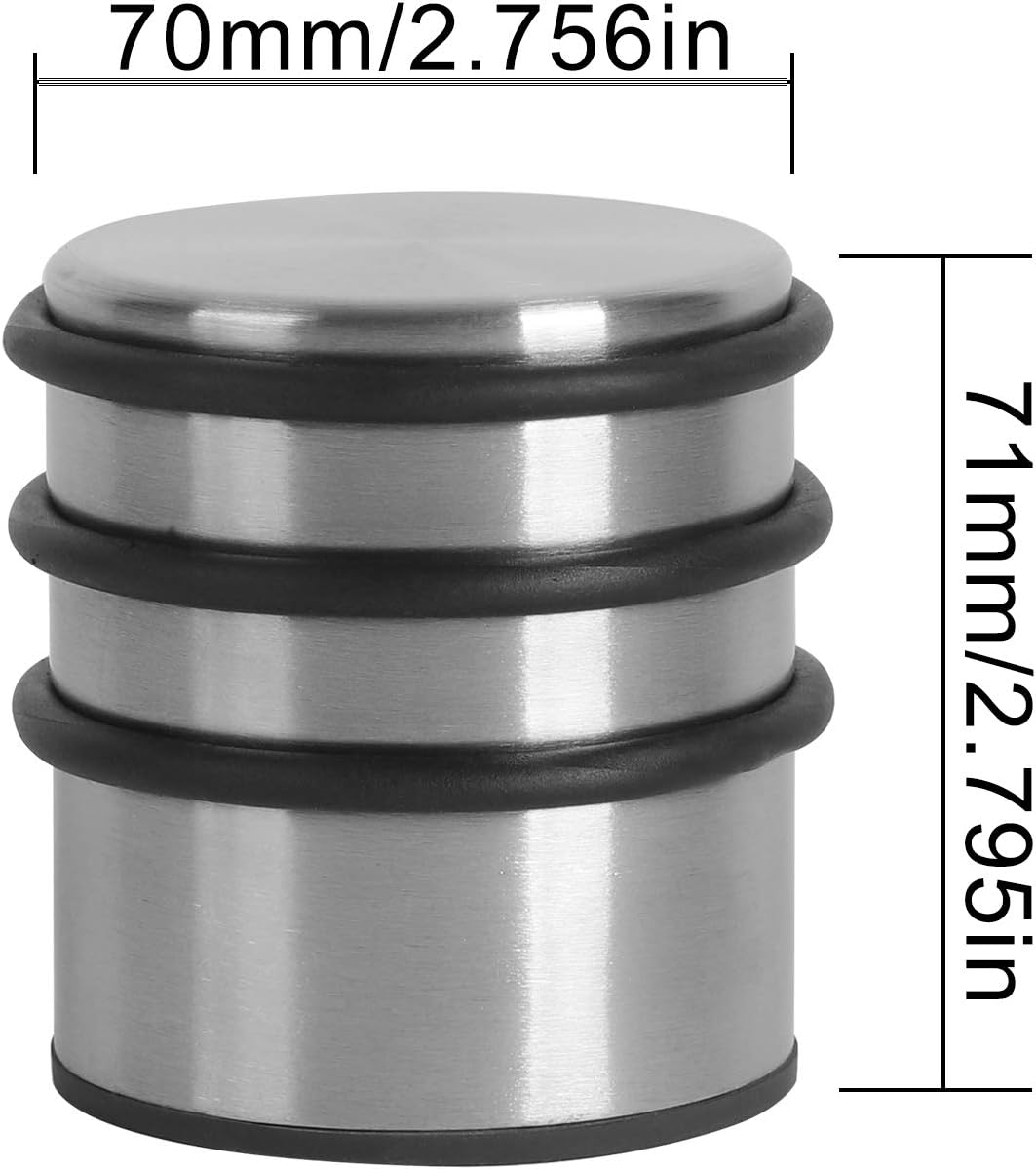 KINJOEK 2PCS Heavy Weight Door Stopper, No Drill Stainless Steel Door Stop with Protective Rubber