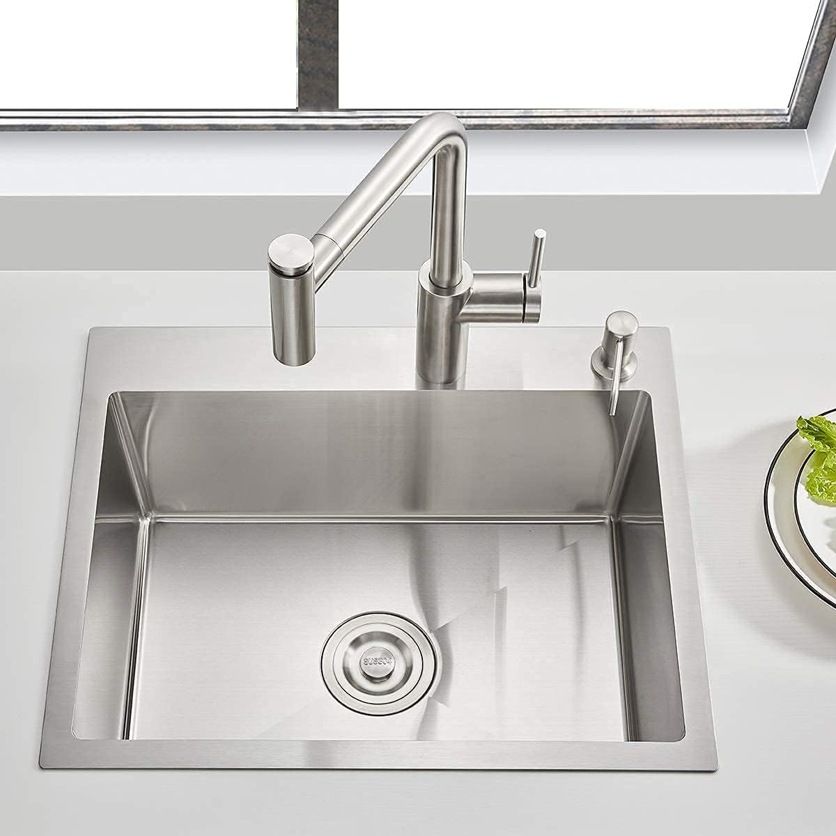 25x18 Inch Kitchen Sink Drop in, Premium T-304 Grade Stainless Steel Sink, 9" Deep Single Bowl with