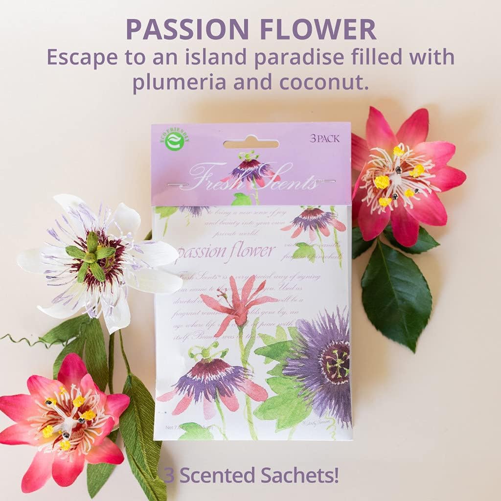 WILLOWBROOK | Fresh Scents Scented Sachet Packet | Passion Flower | Air Freshener Bags for Drawers