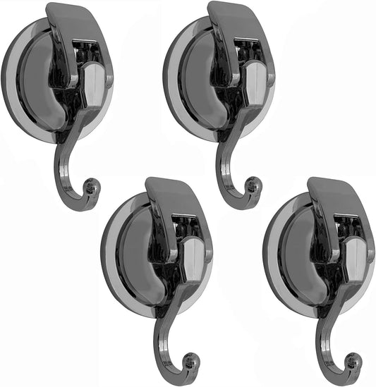 Heavy Duty Vacuum Suction Shower Hooks - Glass Suction Cup Hooks, Bathroom Robe Hooks, Reusable, No