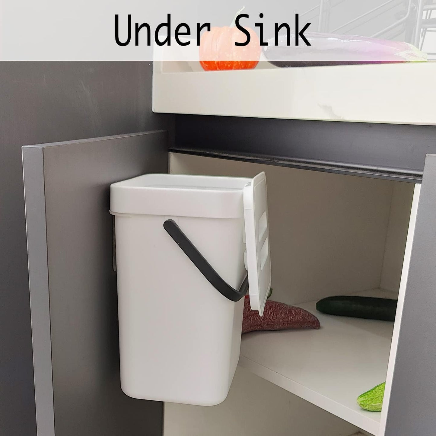 LALASTAR Compost Bin Indoor Kitchen Sealed, Hanging Small Trash Can with Lid Under Sink for