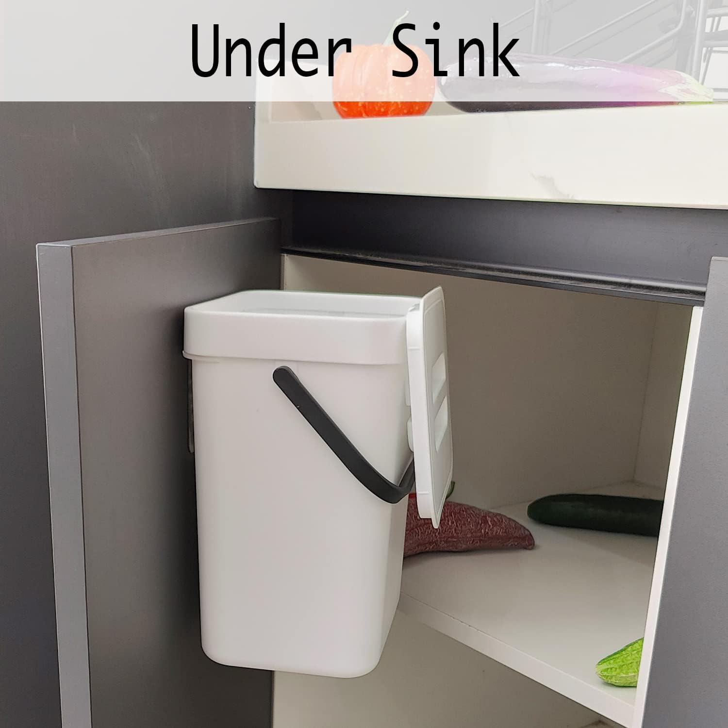 LALASTAR Compost Bin Indoor Kitchen Sealed, Hanging Small Trash Can with Lid Under Sink for