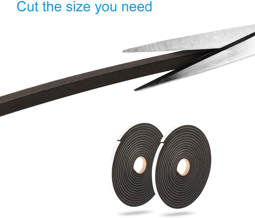 2 Rolls Foam Seal Tape for Door Window Insulation, Soundproof and Shockproof Foam Adhensive Strip