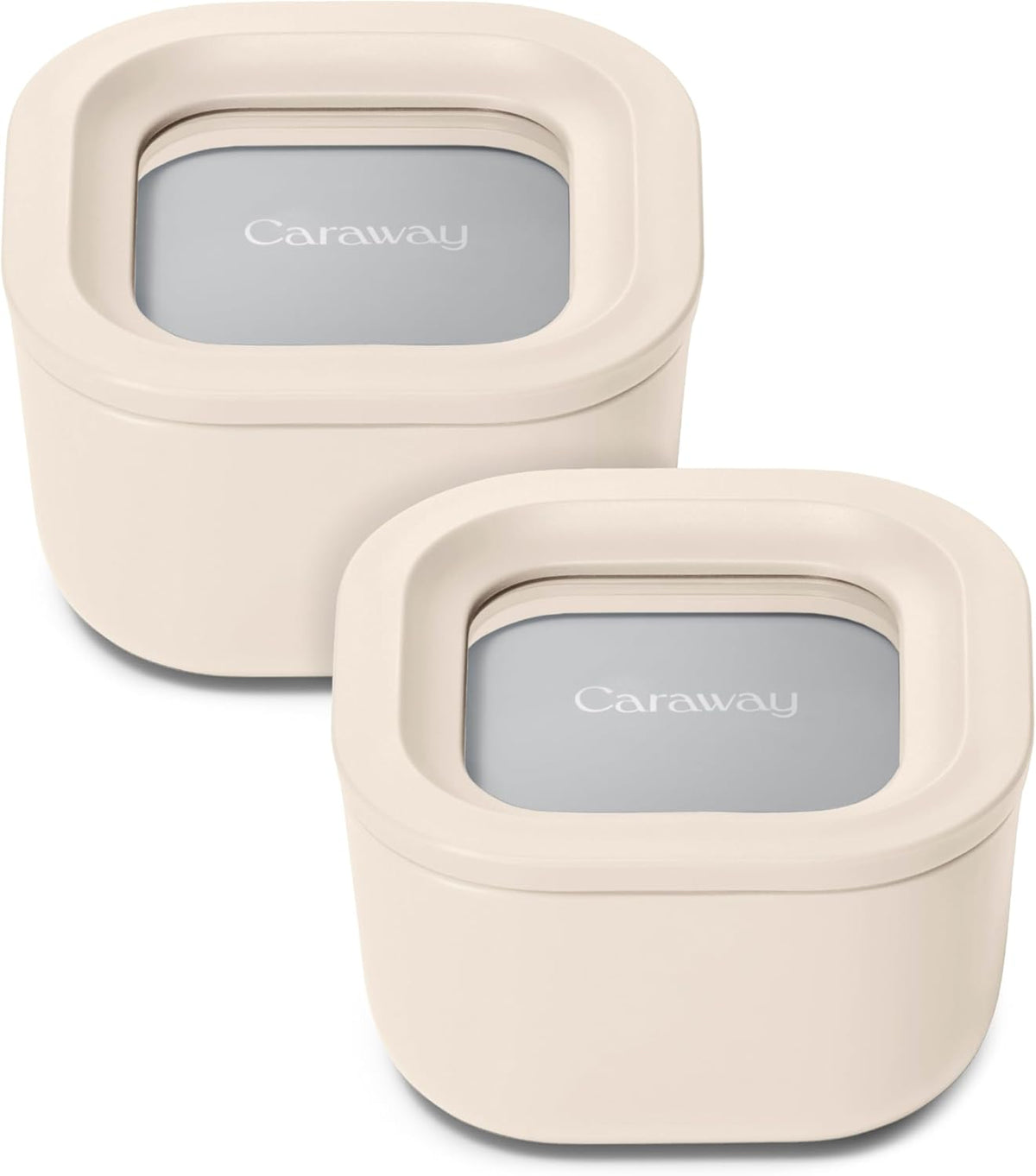 Caraway 2pc Glass Food Storage Set - 1.75 Cup Food Containers (2) - Non-Toxic Ceramic-Coated Glass