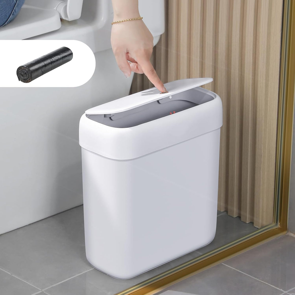 funest Trash Can with Lid, 3 Gallons/10.3 Qt Garbage Can with Press Top, Small Trash Can Dog Proof