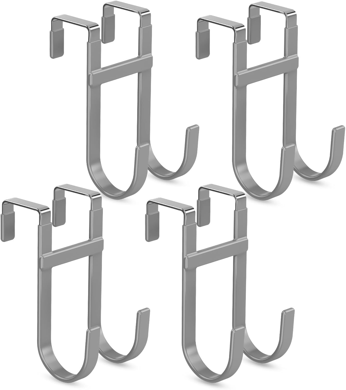 FYY Over The Door Hooks - 4 Pack Heavy Duty Dual-Hook Organizer Hanger with Non-Slip Rubber for
