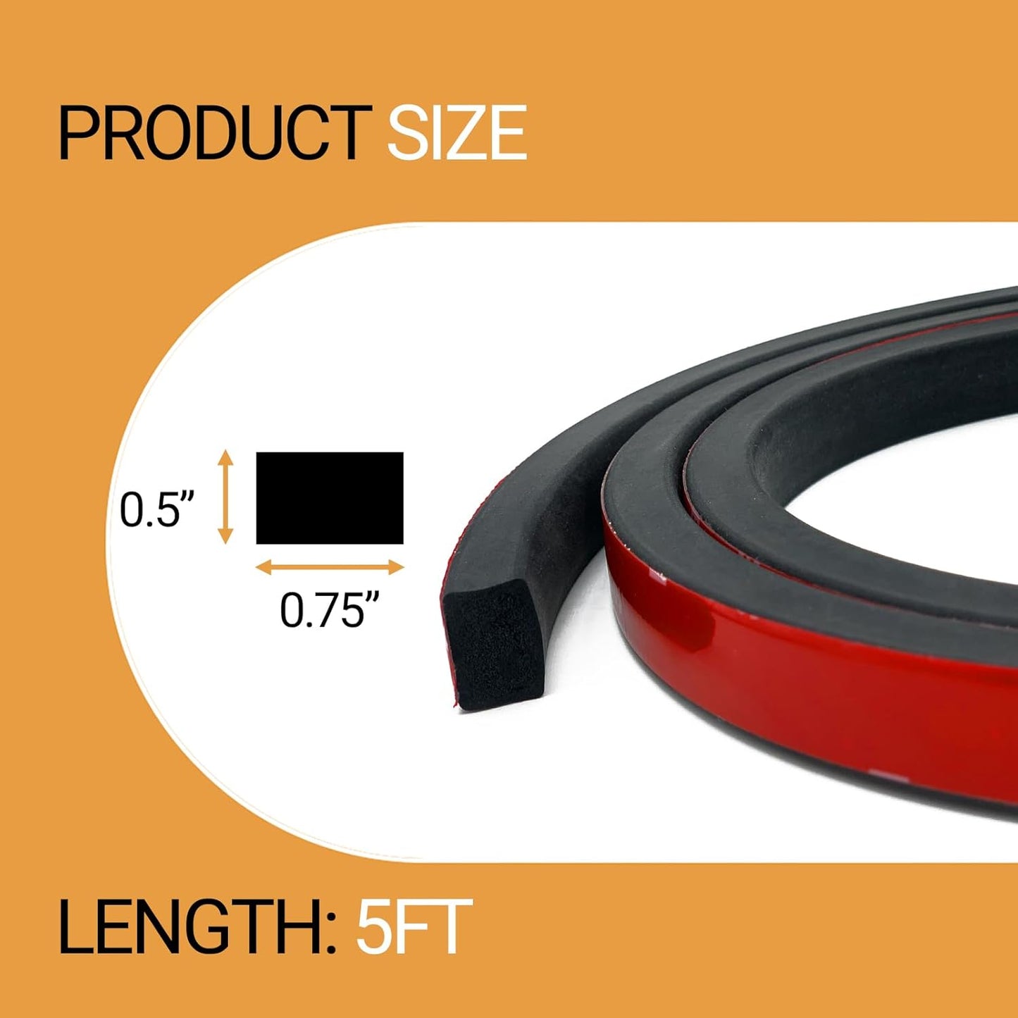 Rubber Weather Stripping, Rectangle Foam Seal Strip, Rubber Gasket for for Auto, Boat, Garage