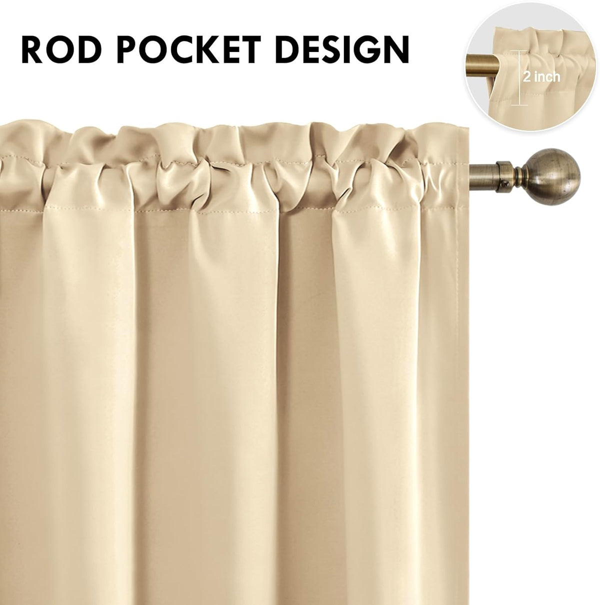 DWCN Blackout Curtains Room Darkening Thermal Insulated Bedroom Curtains Window Curtain Panels, 52