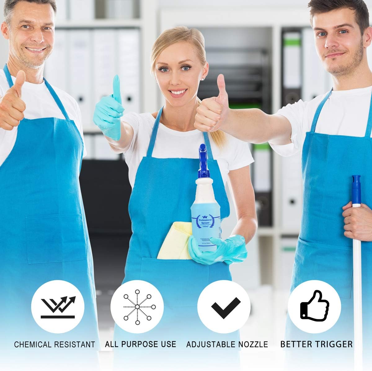Plastic Spray Bottle (3 Pack, 32 Oz, 3 Colors) Heavy Duty All-Purpose Empty Spraying Bottles Leak