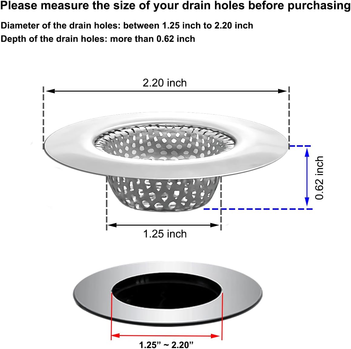 1.25" Small Drain Strainer, Sink Drain Hair Catcher, Bathroom Sink Strainer, 2PCS Drain Mesh