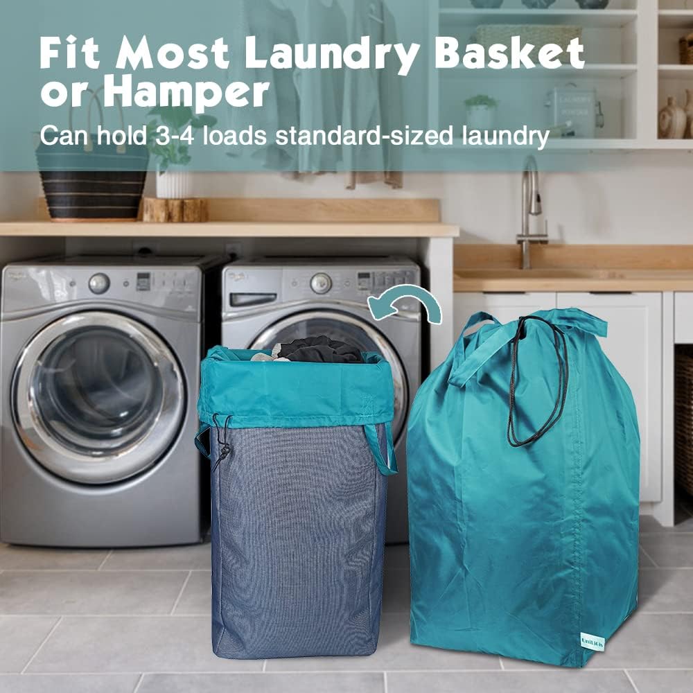 Tear Proof Nylon Laundry Bag with Handles (2 Pack),Travel Laundry Bag with Drawstring Closure,Dirty
