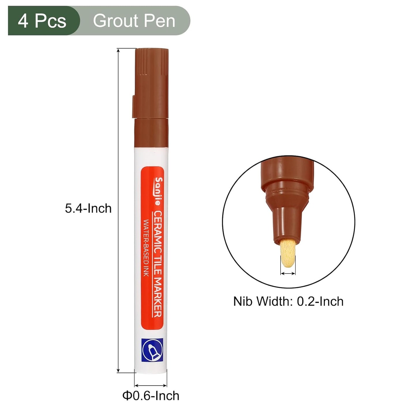 YOKIVE 4 Pcs Grout Paint Pen, Waterproof Brown Paint Tile Marker, Restoring Grout Lines, Great for