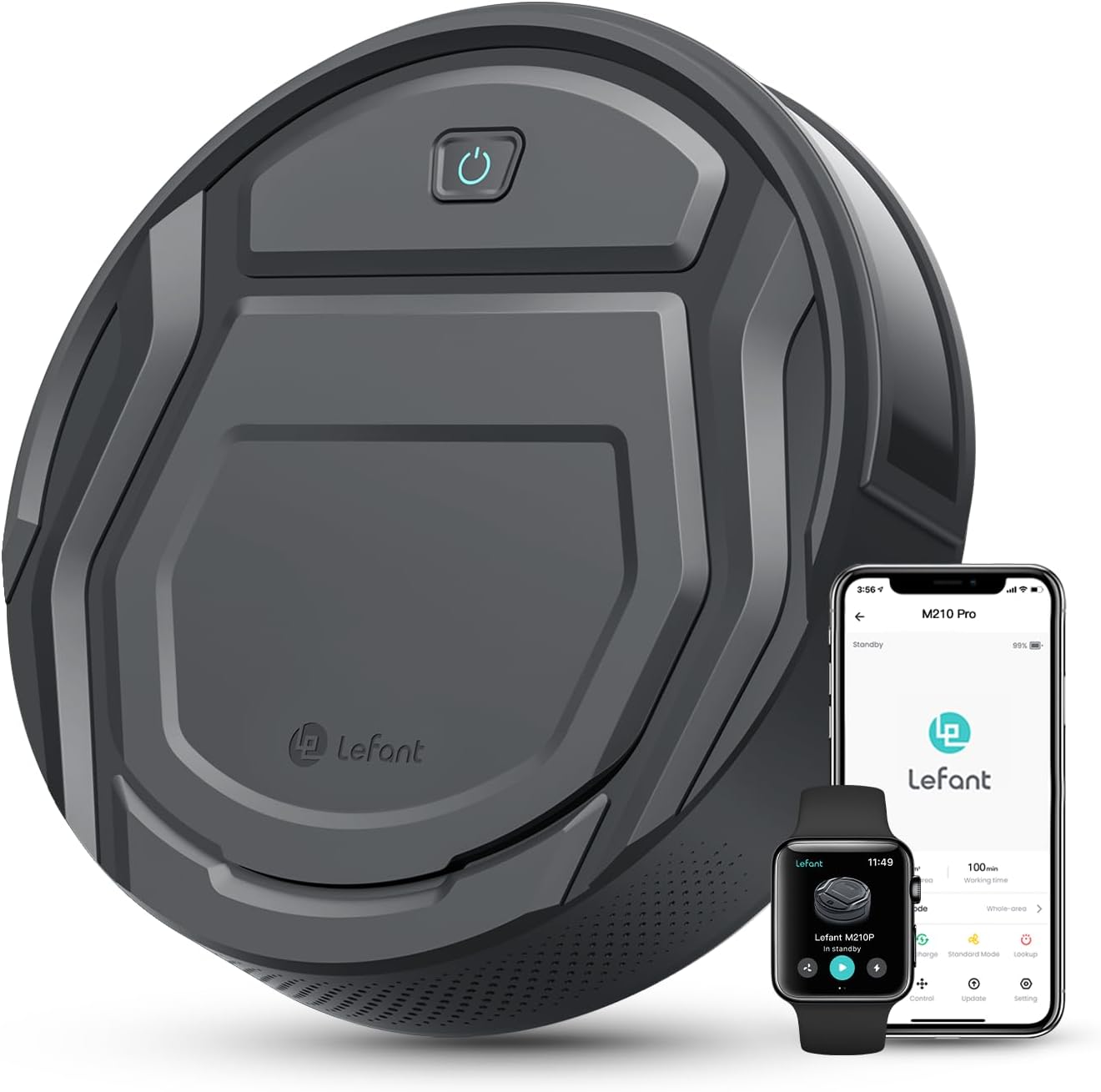 Lefant M210P Robot Vacuum Cleaner, Super Thin, Powerful Suction, Quiet, Self-Charging, Ideal for
