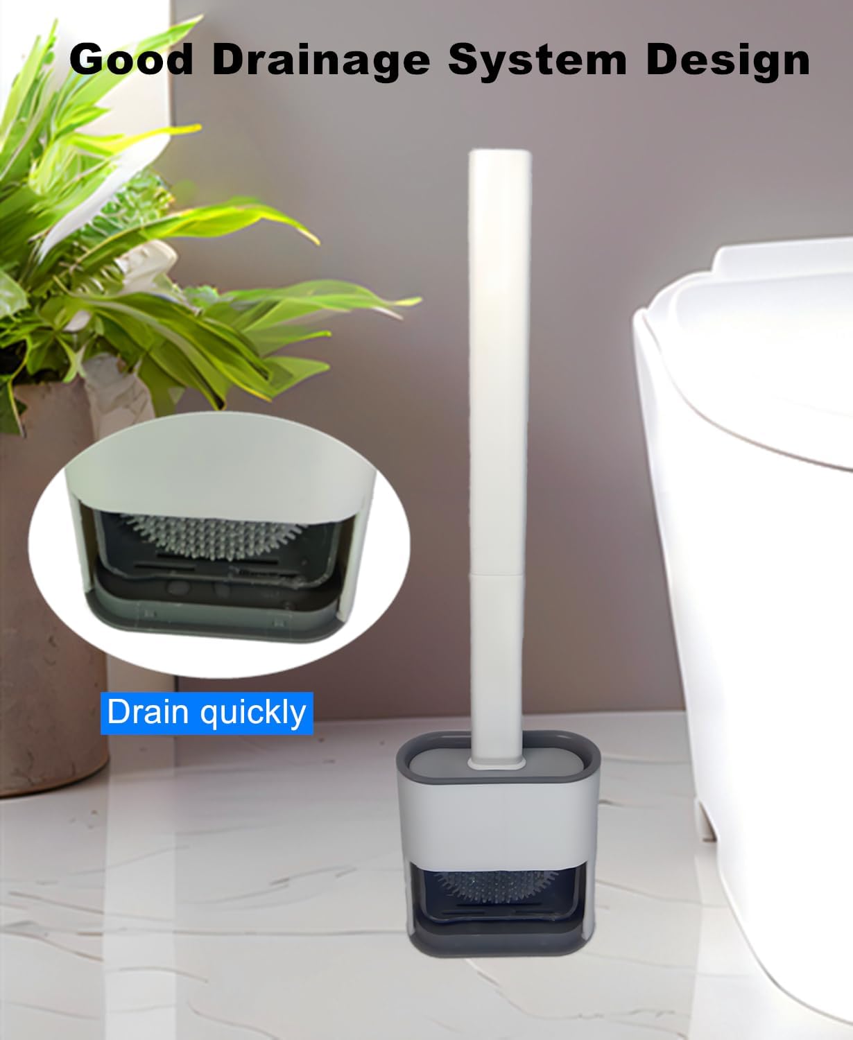 Toilet Brush with Holder Silicone Toilet Brush and Cleaning Brush for Household Bathroom Toliet