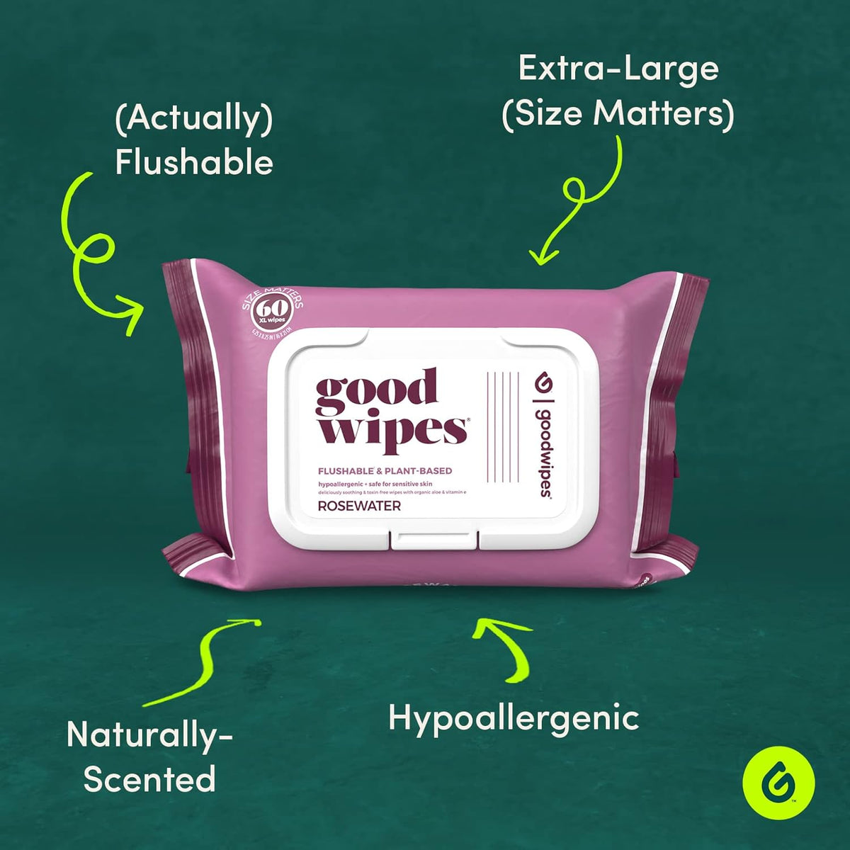 Goodwipes Flushable Wipes – Made with Vitamin E & Aloe – Soft, Individually Wrapped Butt & Feminine